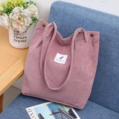 CARRIER LADY Corduroy Shoulder Cotton Cloth Totes Bags - Image 3