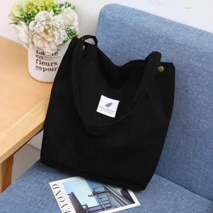 CARRIER LADY Corduroy Shoulder Cotton Cloth Totes Bags - Image 4