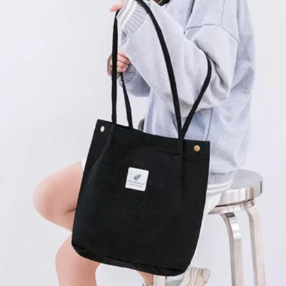 CARRIER LADY Corduroy Shoulder Cotton Cloth Totes Bags - Image 6